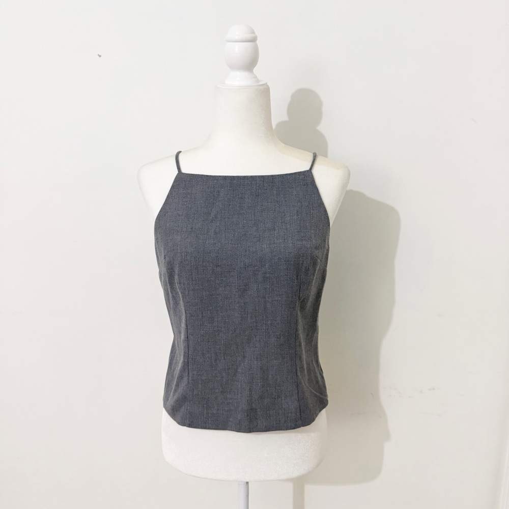 h&m gray square neckline tie back tank top